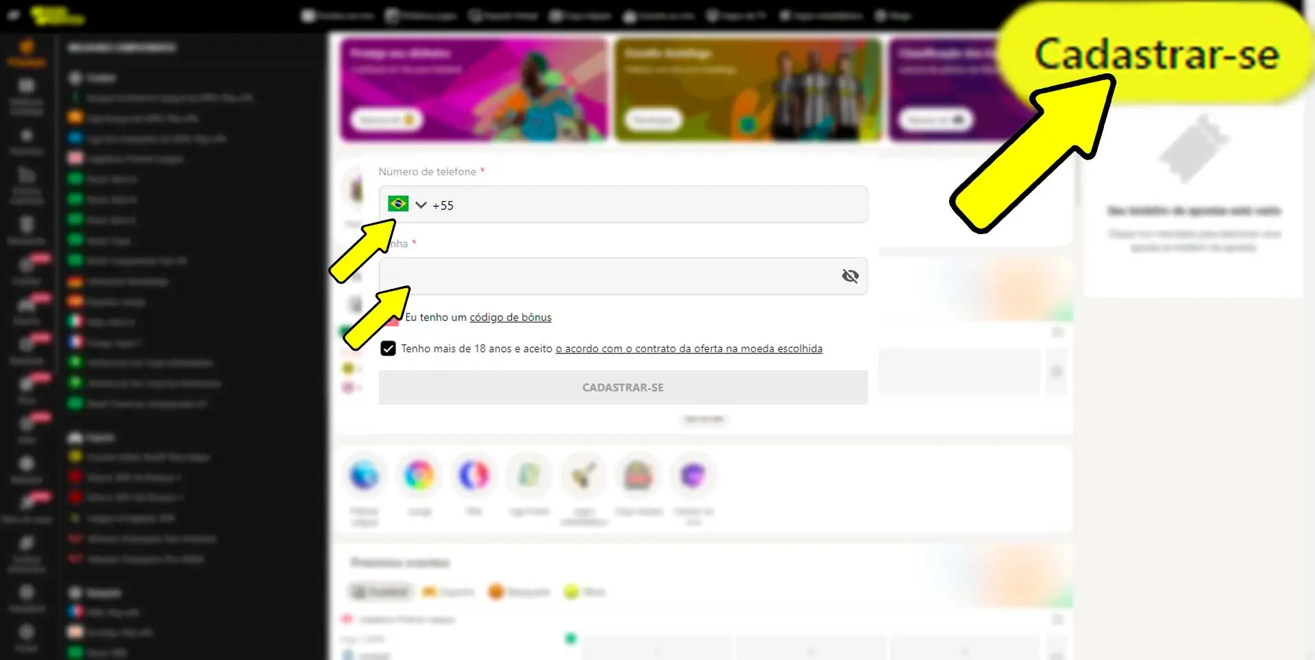 Registro no site do cassino Parimatch