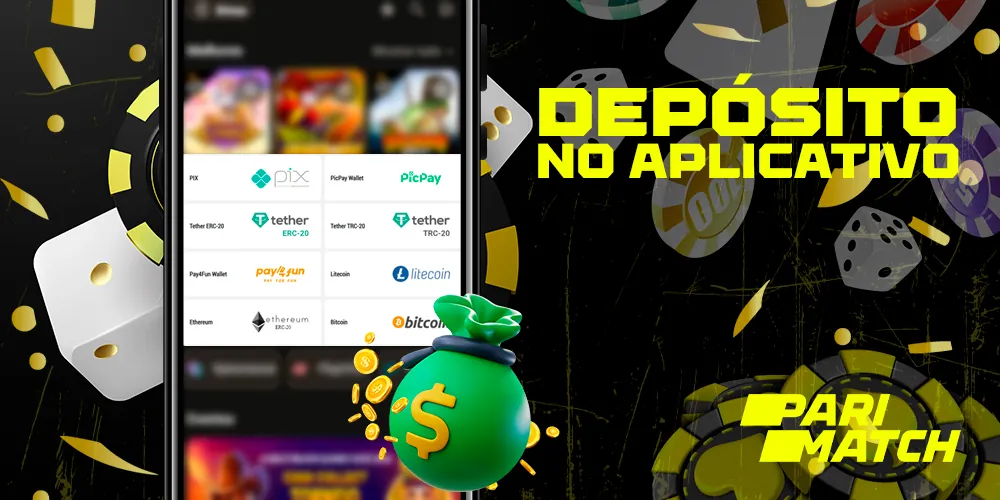 Métodos de depósito no aplicativo móvel