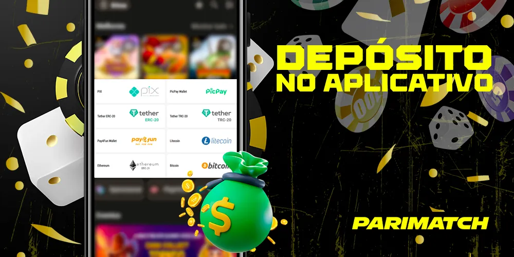 Métodos de depósito no aplicativo móvel